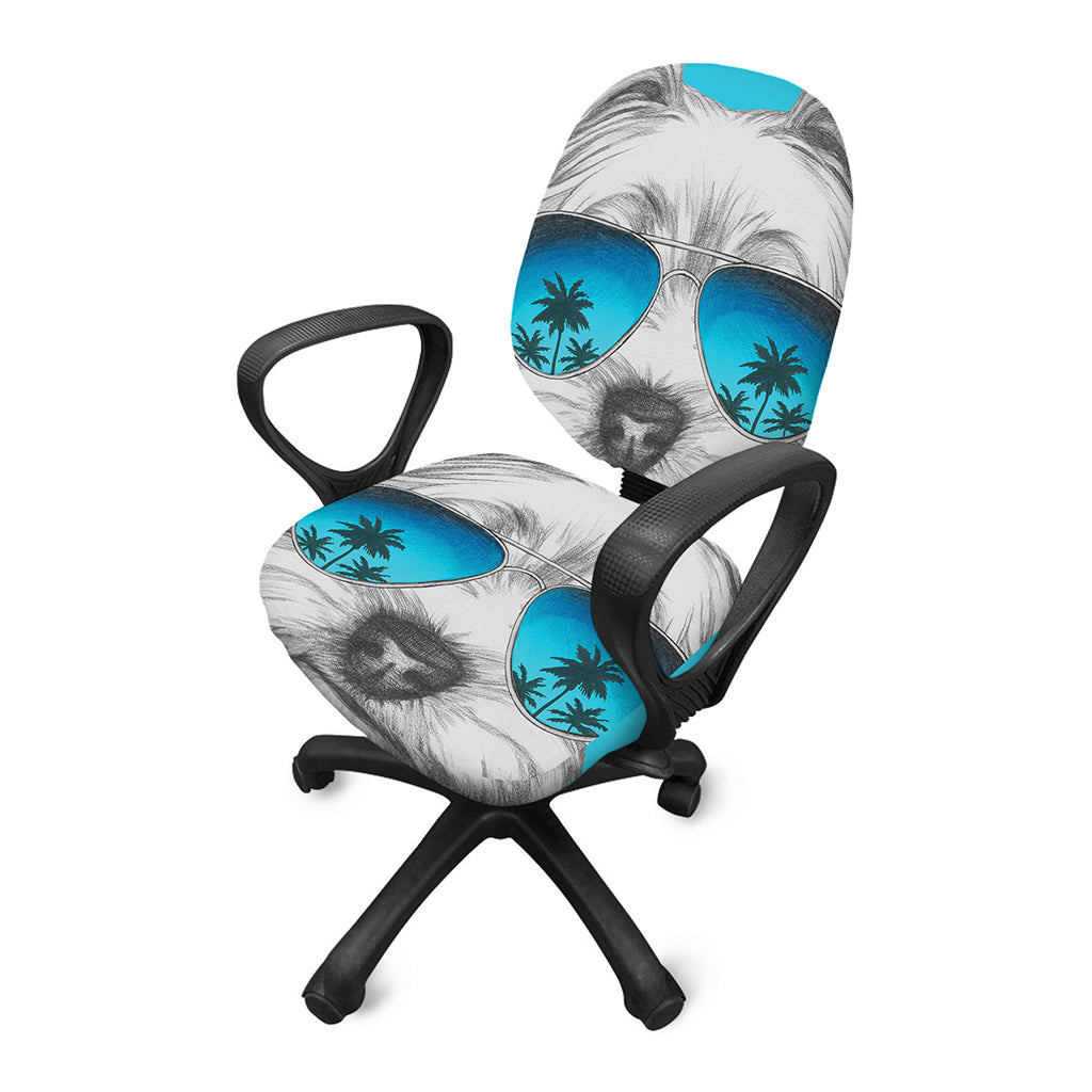 Yorkshire Terrier With Sunglasses Print Office Chair Cover