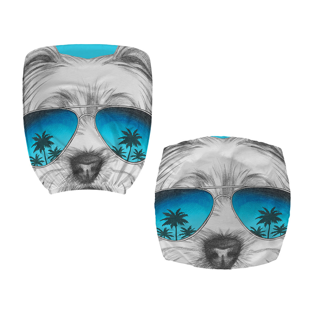 Yorkshire Terrier With Sunglasses Print Office Chair Cover