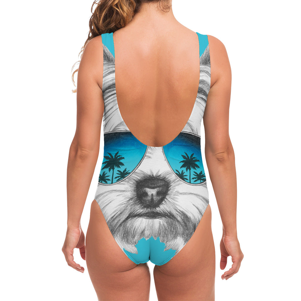 Yorkshire Terrier With Sunglasses Print One Piece Swimsuit