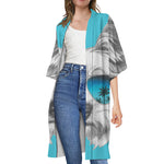 Yorkshire Terrier With Sunglasses Print Open Front Beach Cover Up