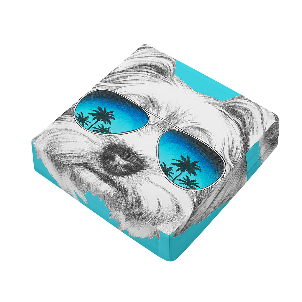 Yorkshire Terrier With Sunglasses Print Outdoor Seat Cushion Cover