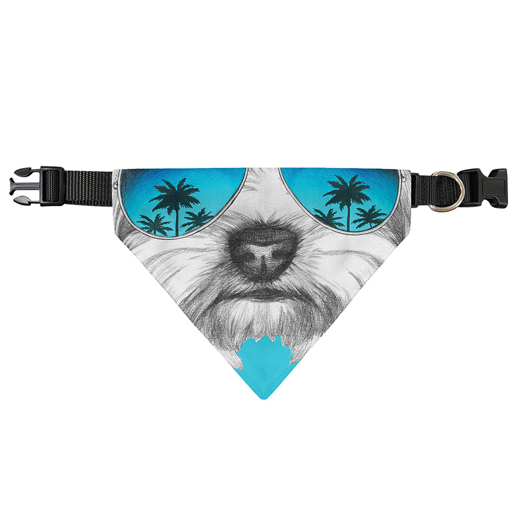 Yorkshire Terrier With Sunglasses Print Over The Collar Dog Bandana
