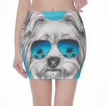 Yorkshire Terrier With Sunglasses Print Pencil Mini Skirt