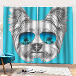 Yorkshire Terrier With Sunglasses Print Pencil Pleat Curtains
