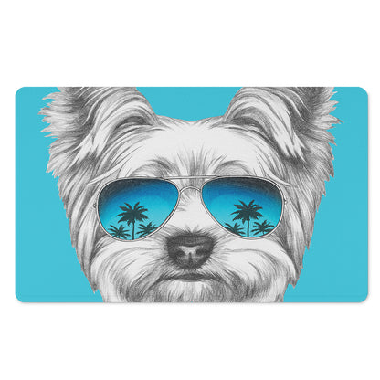 Yorkshire Terrier With Sunglasses Print Polyester Doormat