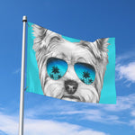 Yorkshire Terrier With Sunglasses Print Polyester Flag