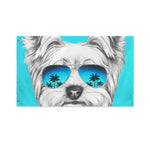 Yorkshire Terrier With Sunglasses Print Polyester Flag