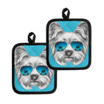 Yorkshire Terrier With Sunglasses Print Pot Holders