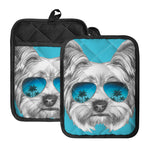 Yorkshire Terrier With Sunglasses Print Pot Holders With Pocket