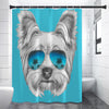 Yorkshire Terrier With Sunglasses Print Premium Shower Curtain