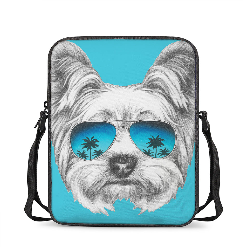 Yorkshire Terrier With Sunglasses Print Rectangular Crossbody Bag