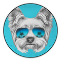 Yorkshire Terrier With Sunglasses Print Round Floor Mat