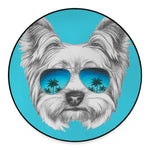 Yorkshire Terrier With Sunglasses Print Round Floor Mat