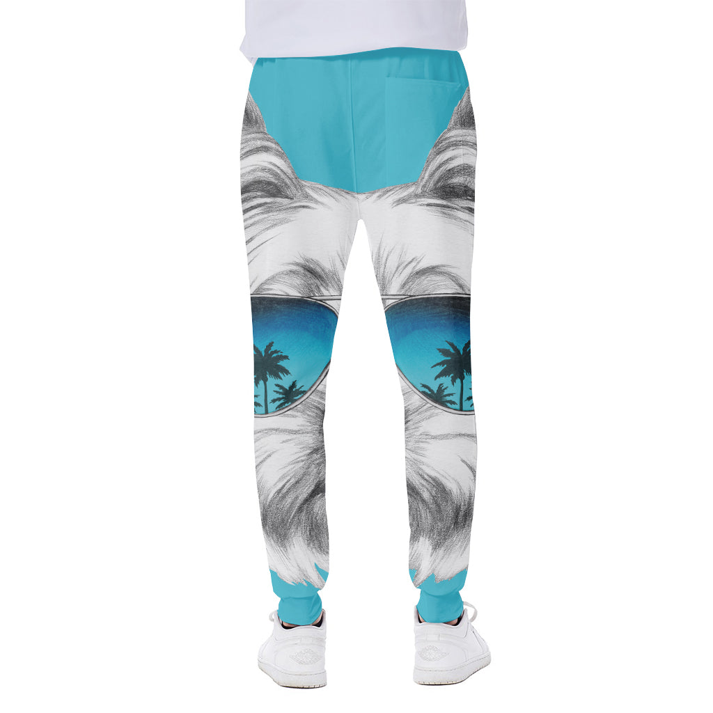 Yorkshire Terrier With Sunglasses Print Scuba Joggers