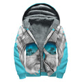 Yorkshire Terrier With Sunglasses Print Sherpa Lined Zip Up Hoodie