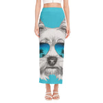 Yorkshire Terrier With Sunglasses Print Side Slit Maxi Skirt