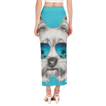 Yorkshire Terrier With Sunglasses Print Side Slit Maxi Skirt
