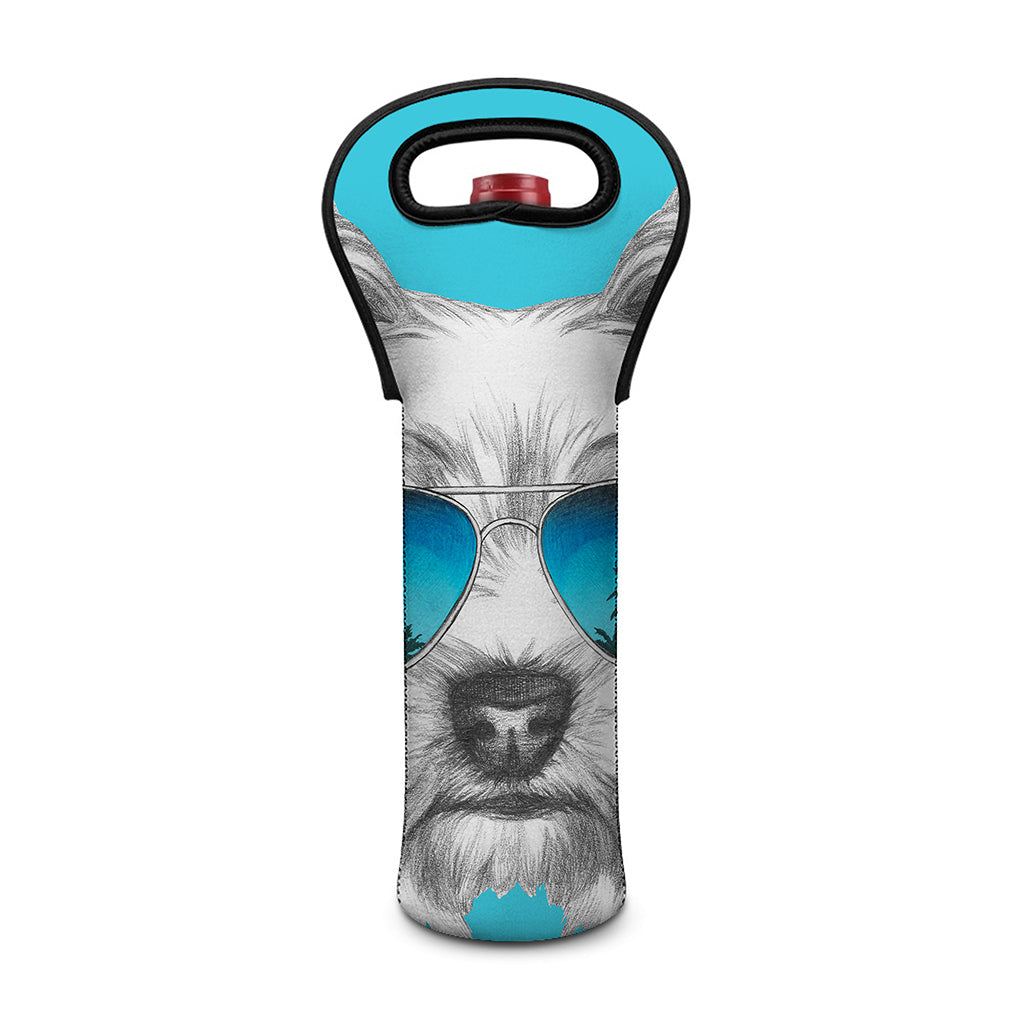 Yorkshire Terrier With Sunglasses Print Single Neoprene Wine Tote