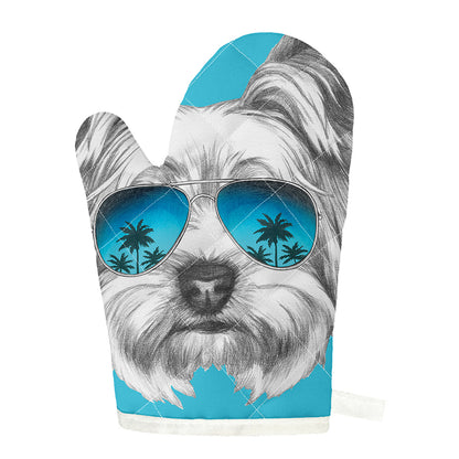 Yorkshire Terrier With Sunglasses Print Single Oven Mitt