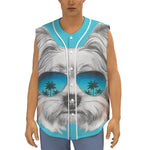 Yorkshire Terrier With Sunglasses Print Sleeveless Baseball Jersey
