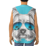 Yorkshire Terrier With Sunglasses Print Sleeveless Baseball Jersey