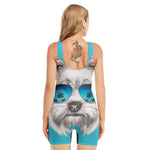 Yorkshire Terrier With Sunglasses Print Sleeveless One Piece Swimsuit