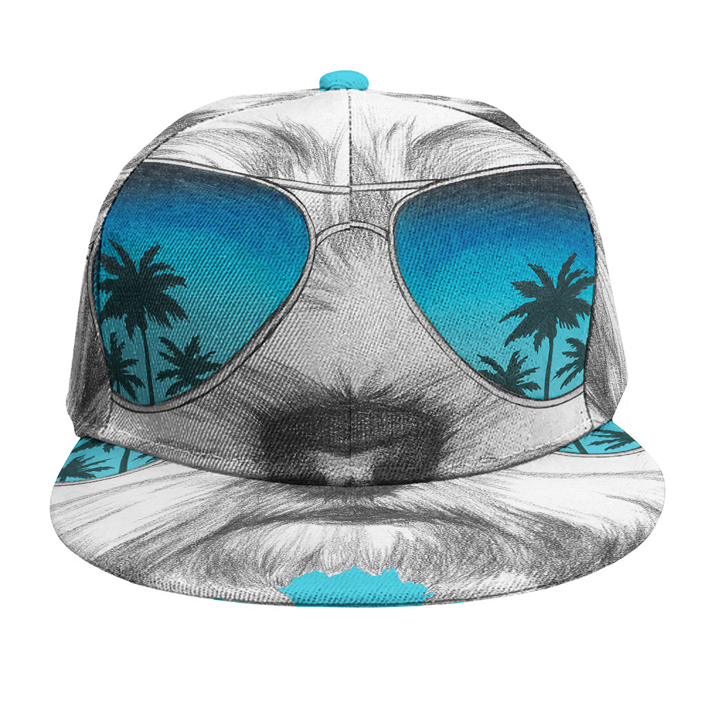 Yorkshire Terrier With Sunglasses Print Snapback Cap