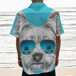 Yorkshire Terrier With Sunglasses Print Textured Short Sleeve Shirt