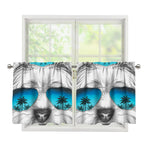 Yorkshire Terrier With Sunglasses Print Tier Curtains