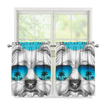 Yorkshire Terrier With Sunglasses Print Tier Curtains