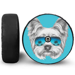 Yorkshire Terrier With Sunglasses Print Tire Cover With Camera Hole