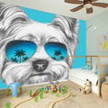 Yorkshire Terrier With Sunglasses Print Wall Sticker