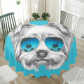 Yorkshire Terrier With Sunglasses Print Waterproof Round Tablecloth