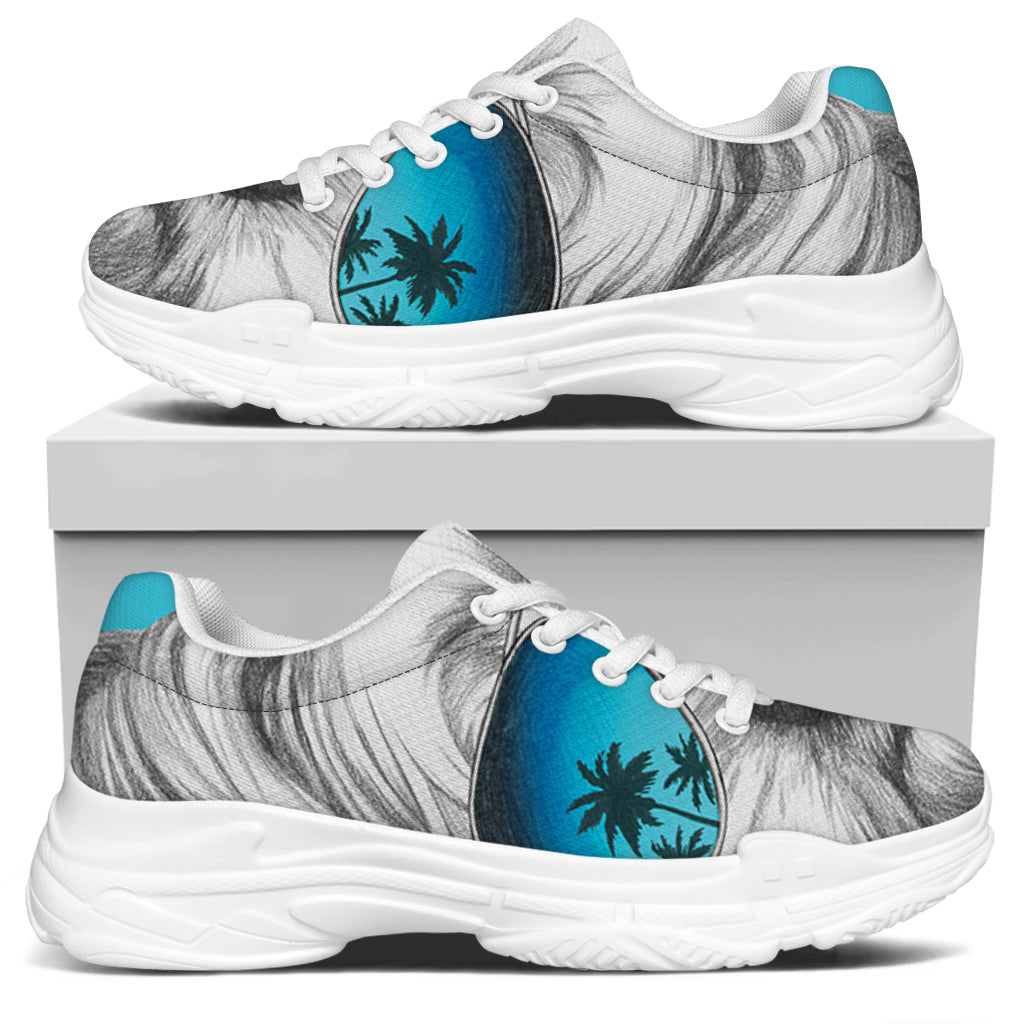 Yorkshire Terrier With Sunglasses Print White Chunky Shoes