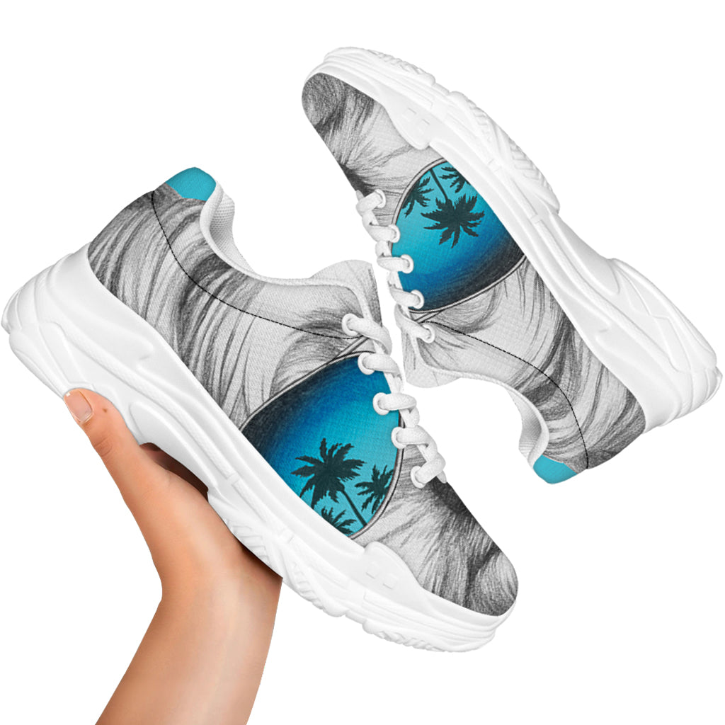 Yorkshire Terrier With Sunglasses Print White Chunky Shoes