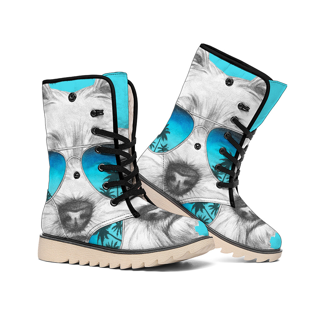 Yorkshire Terrier With Sunglasses Print Winter Boots