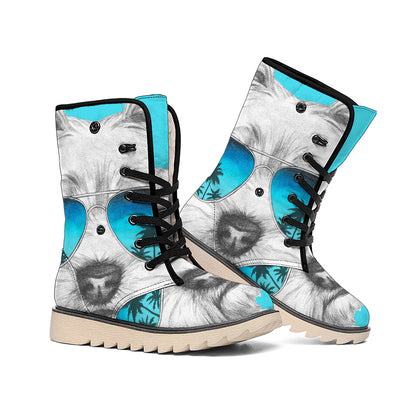 Yorkshire Terrier With Sunglasses Print Winter Boots