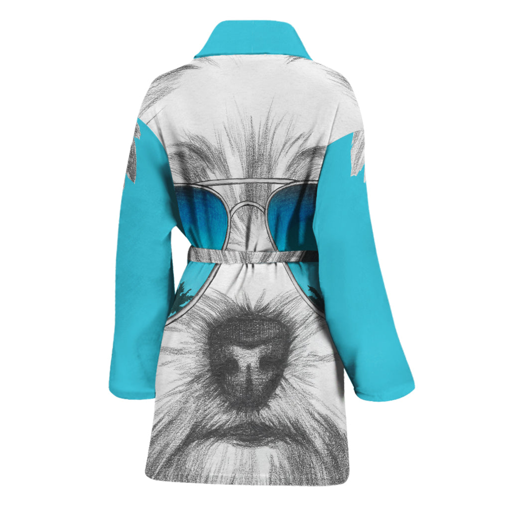 Yorkshire Terrier With Sunglasses Print Women's Bathrobe