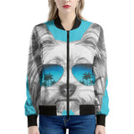 Yorkshire Terrier With Sunglasses Print Women's Bomber Jacket