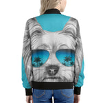 Yorkshire Terrier With Sunglasses Print Women's Bomber Jacket