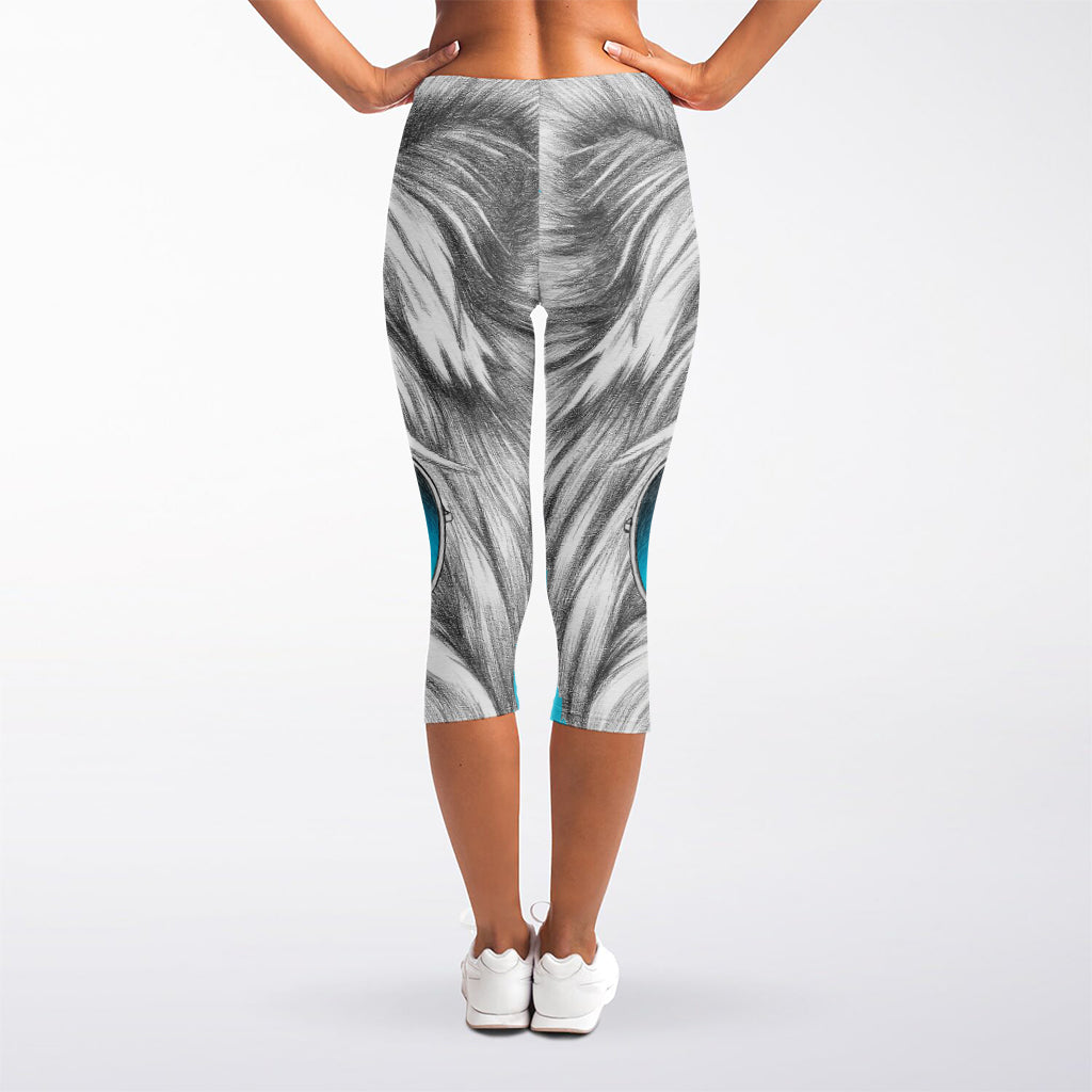 Yorkshire Terrier With Sunglasses Print Women's Capri Leggings
