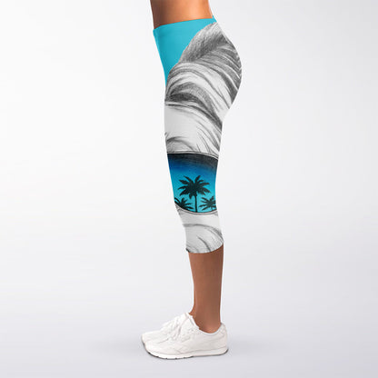 Yorkshire Terrier With Sunglasses Print Women's Capri Leggings