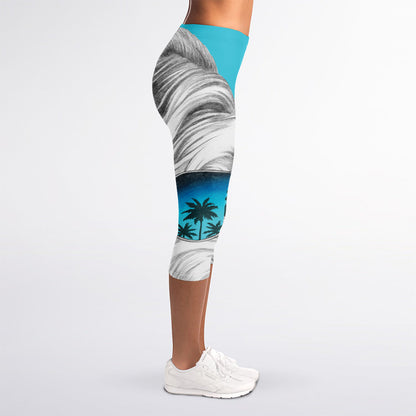 Yorkshire Terrier With Sunglasses Print Women's Capri Leggings