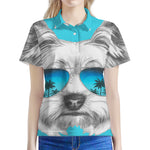 Yorkshire Terrier With Sunglasses Print Women's Polo Shirt