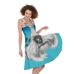 Yorkshire Terrier With Sunglasses Print Women's Sleeveless Dress