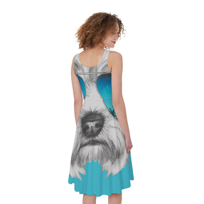 Yorkshire Terrier With Sunglasses Print Women's Sleeveless Dress
