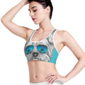 Yorkshire Terrier With Sunglasses Print Women's Sports Bra
