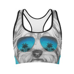 Yorkshire Terrier With Sunglasses Print Women's Sports Bra