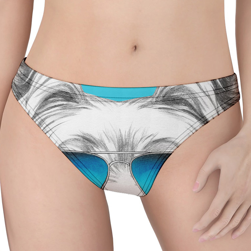 Yorkshire Terrier With Sunglasses Print Women's Thong