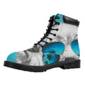 Yorkshire Terrier With Sunglasses Print Padded Collar Lace Up Boots
